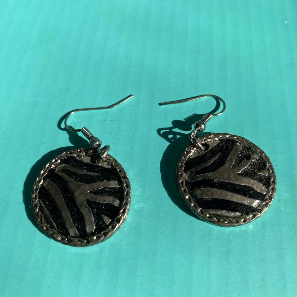 Silver and Black Dangle Earrings